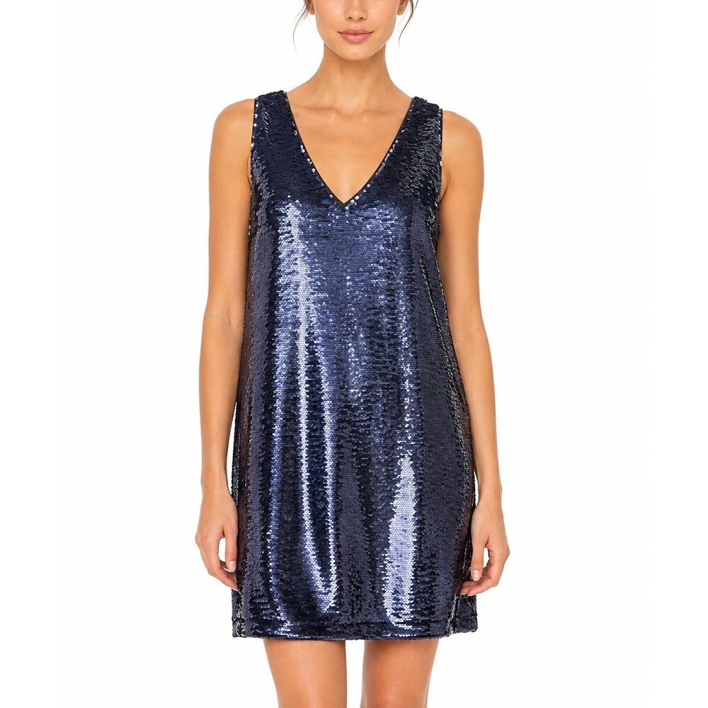Rebecca Minkoff Claire Blue Iridescent Sequin Shift Dress Size Small